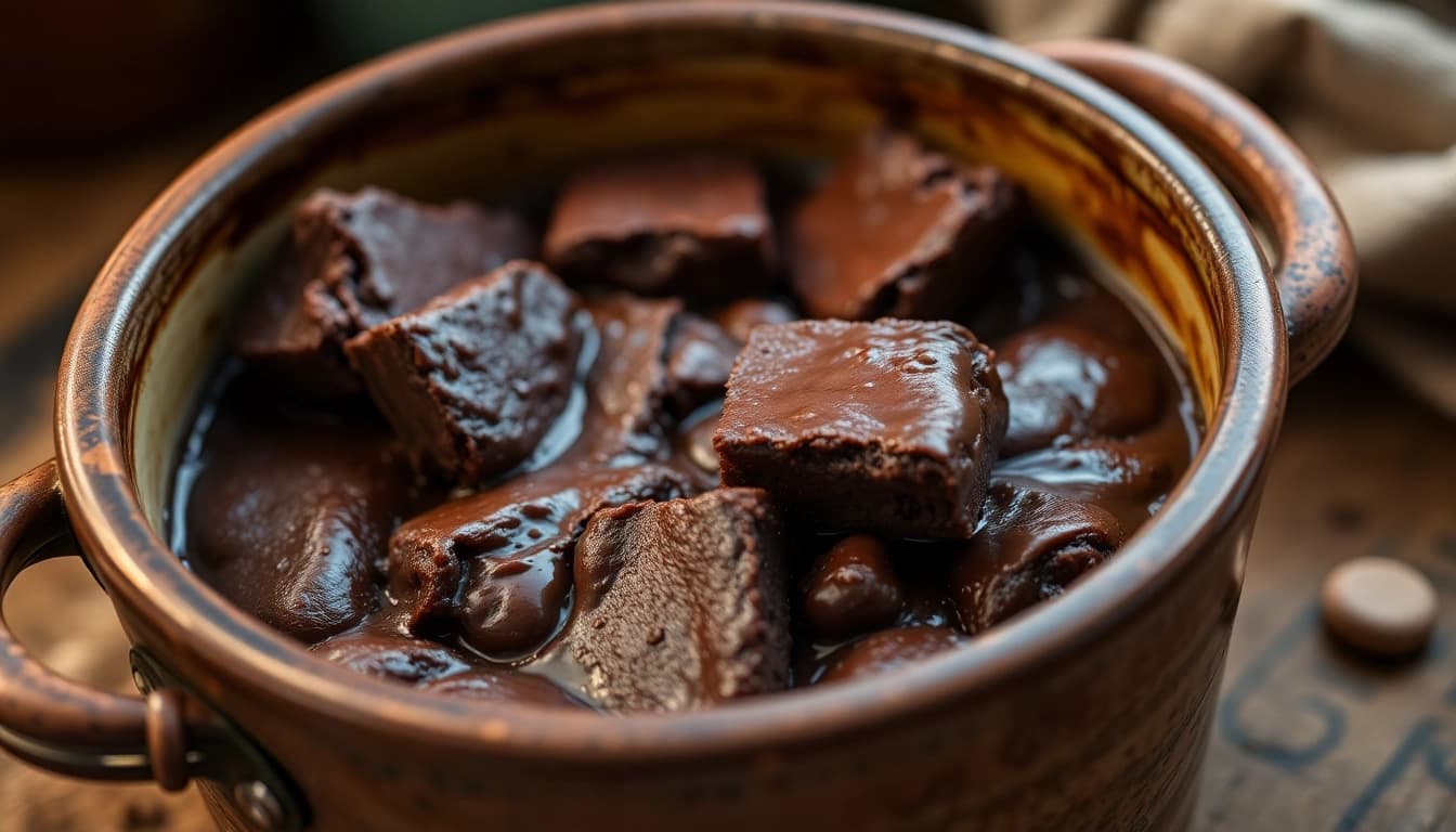 Backen von hashbrownies mit einer knackigen Schokoladenschicht und frischen Zutaten in der Küche.