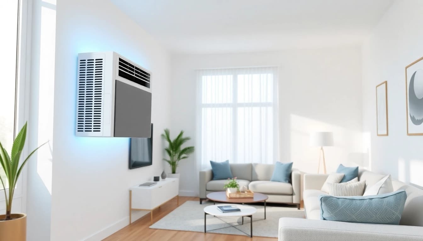 Klimaanlagen installieren lassen in einem stilvollen Wohnzimmer mit modernem Klima-Setup.