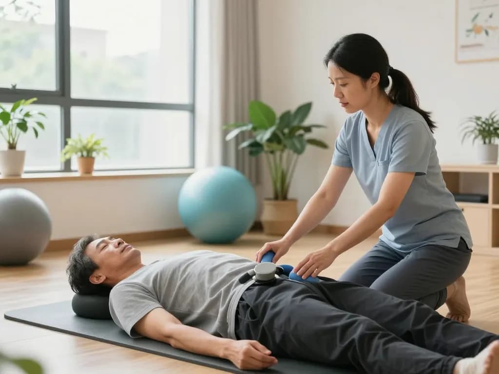 Therapy session at https://pelvi-care.de/ showcasing pelvic floor exercises for effective recovery and health.