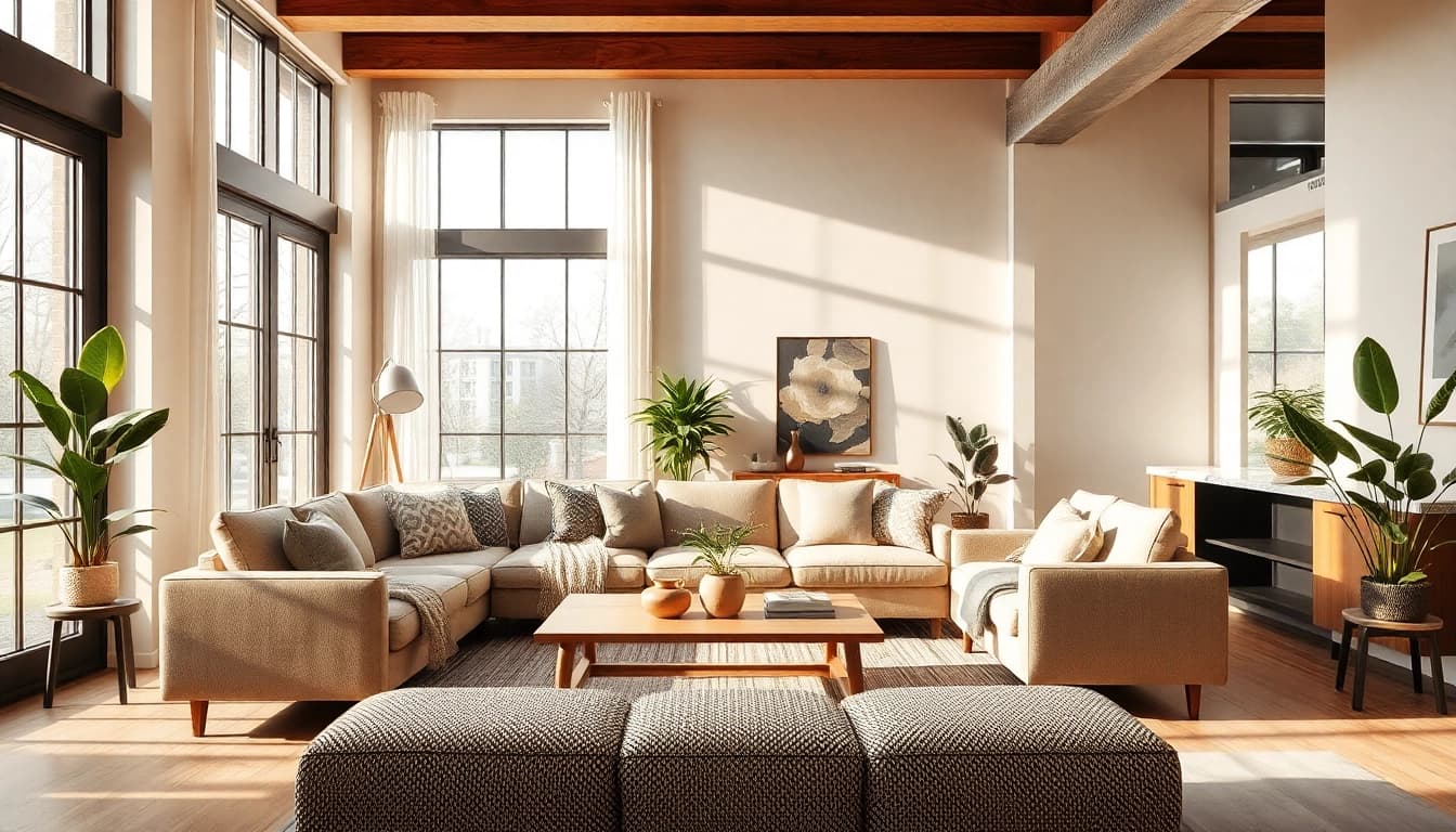 Eröffnung von Einrichtungsideen in einem modernen und einladenden Wohnraum mit stilvollem Sofa.