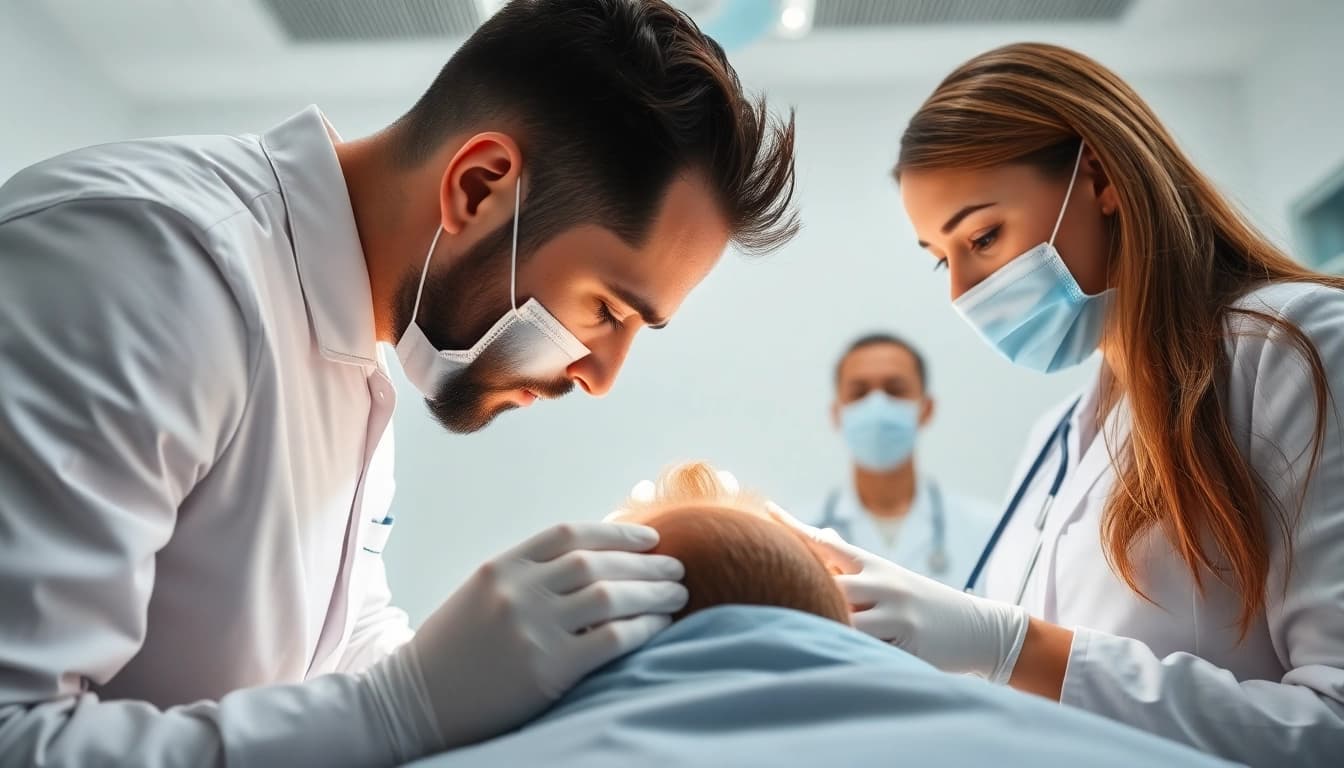 Haartransplantation istanbul: ein Patient erhält professionelle Behandlung in einer modernen Klinik.