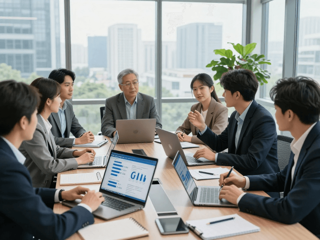 Startseite: Team arbeitet an individuellen Datenschutzlösungen in modernem Büro.