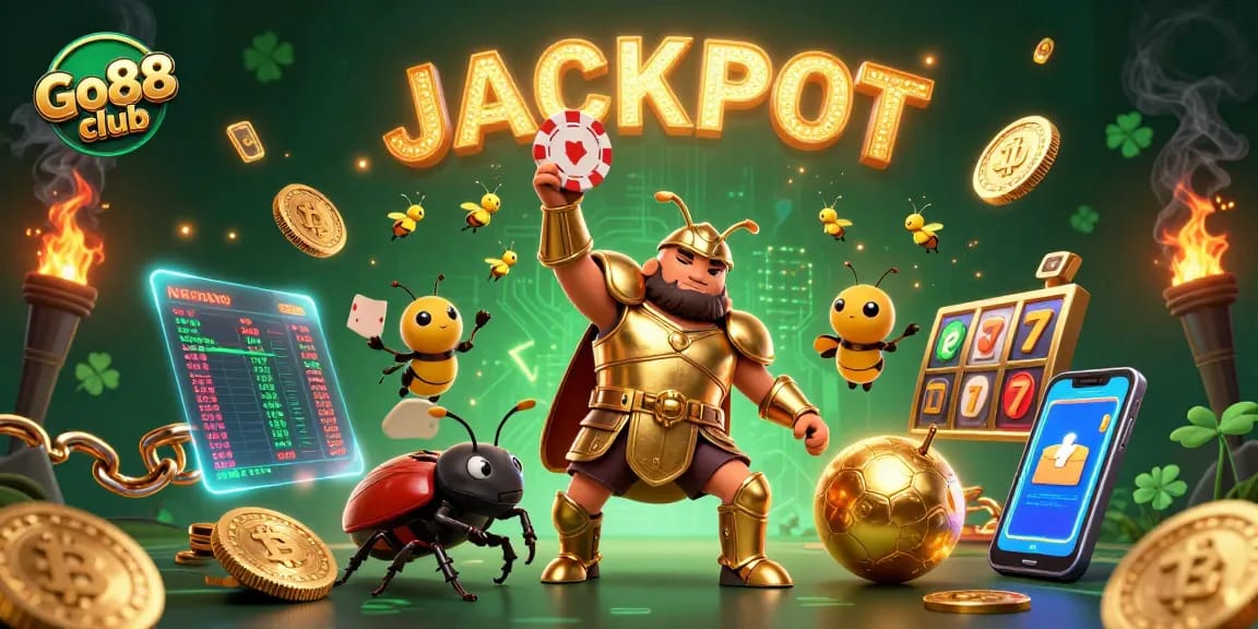 Experience thrilling gameplay at Go88 club with vibrant characters celebrating a jackpot victory.