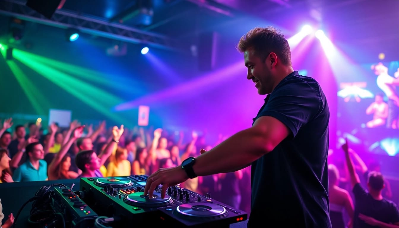DJ aus München begeistert das Publikum mit Live-DJing auf einem pulsierenden Festival.