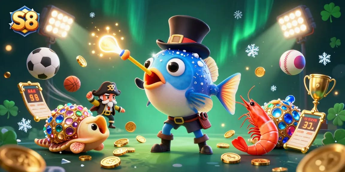S8 attracts players with vibrant deep-sea characters and dynamic sports elements in a thrilling casino setting.