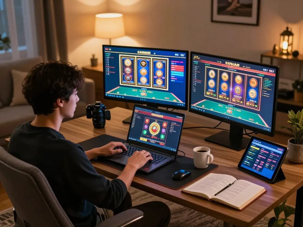 Engaging online gambling experience with GO8 on a cozy desktop setup for strategic gameplay.