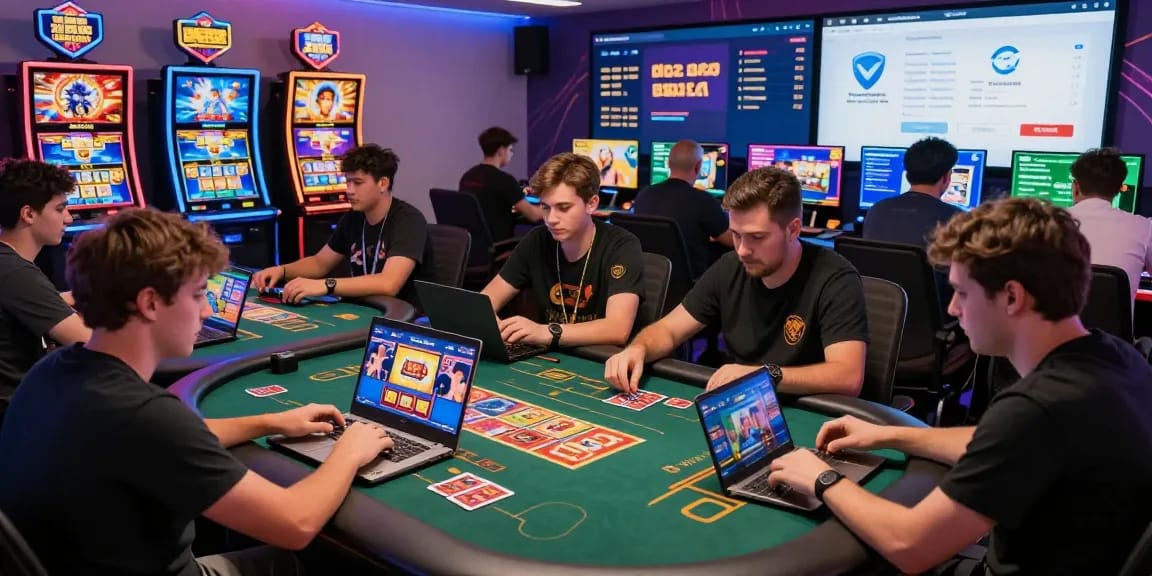Dynamic scene of players at GEMWIN engaging in online games, highlighting https://gemwin.pics/ as a vibrant gaming platform.