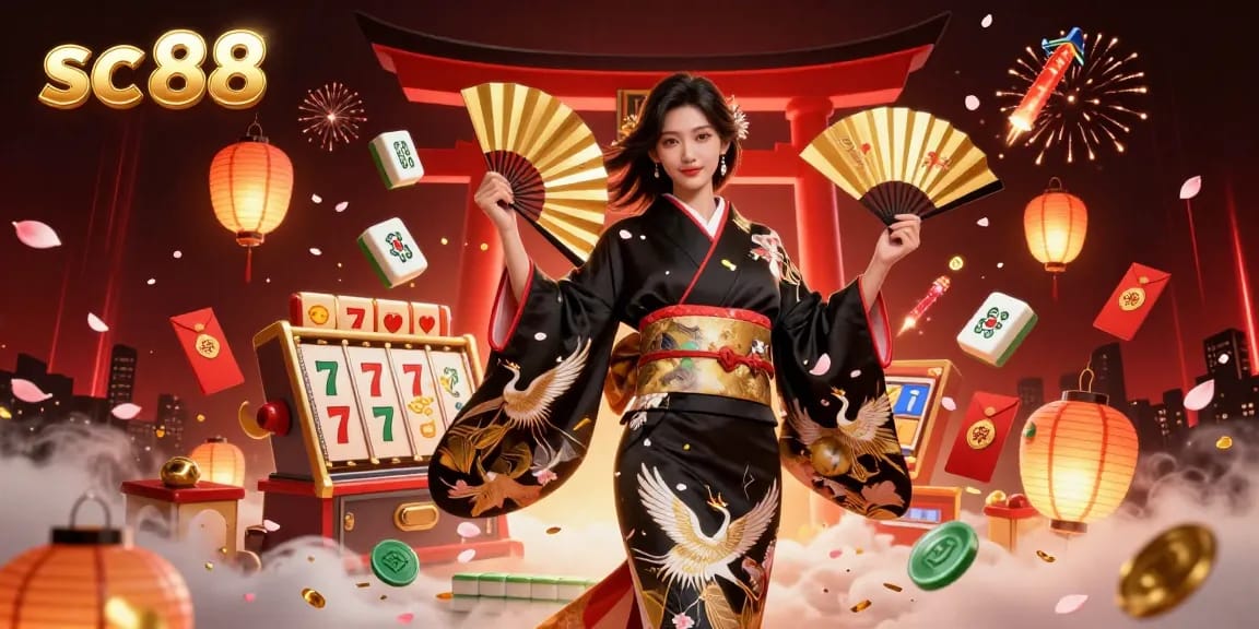 Experience thrilling gameplay at sc 88 with vibrant slot reels and elegant characters in a stunning illustration.