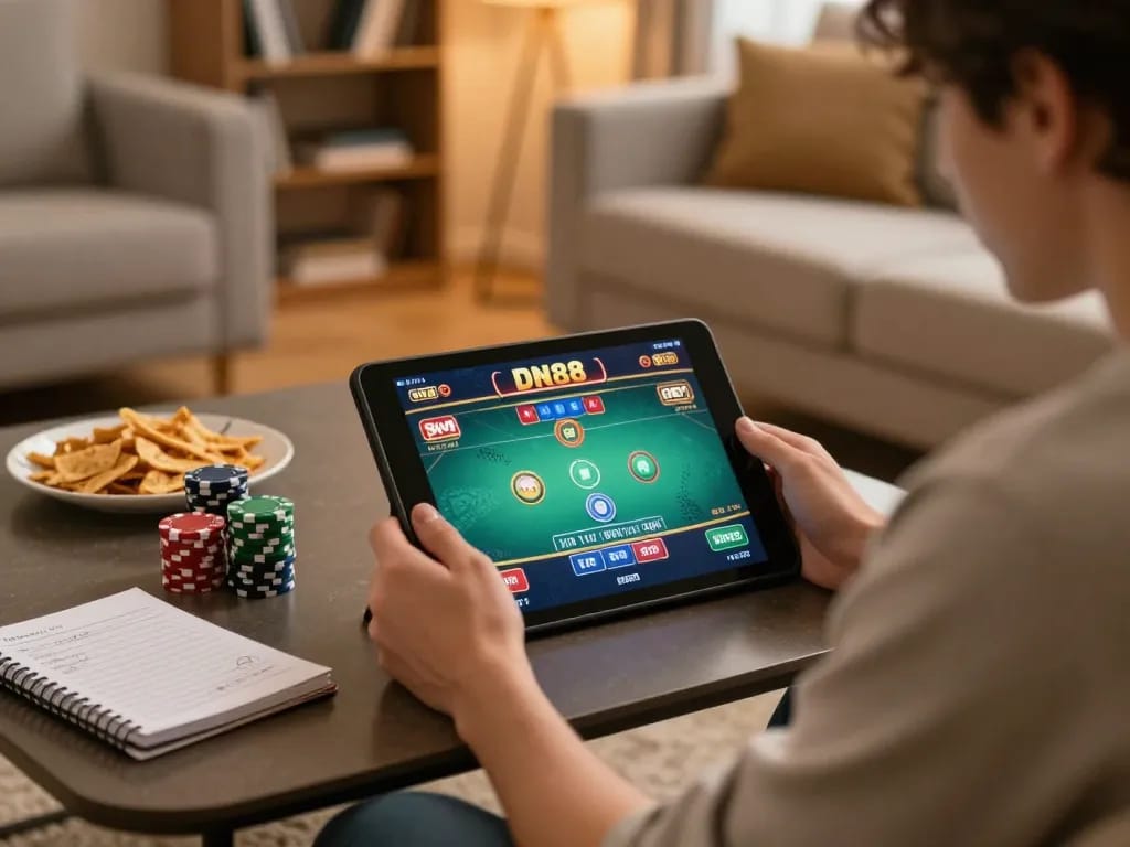 Engaged player enjoys DN88 online poker gaming, emphasizing strategy and responsible betting.
