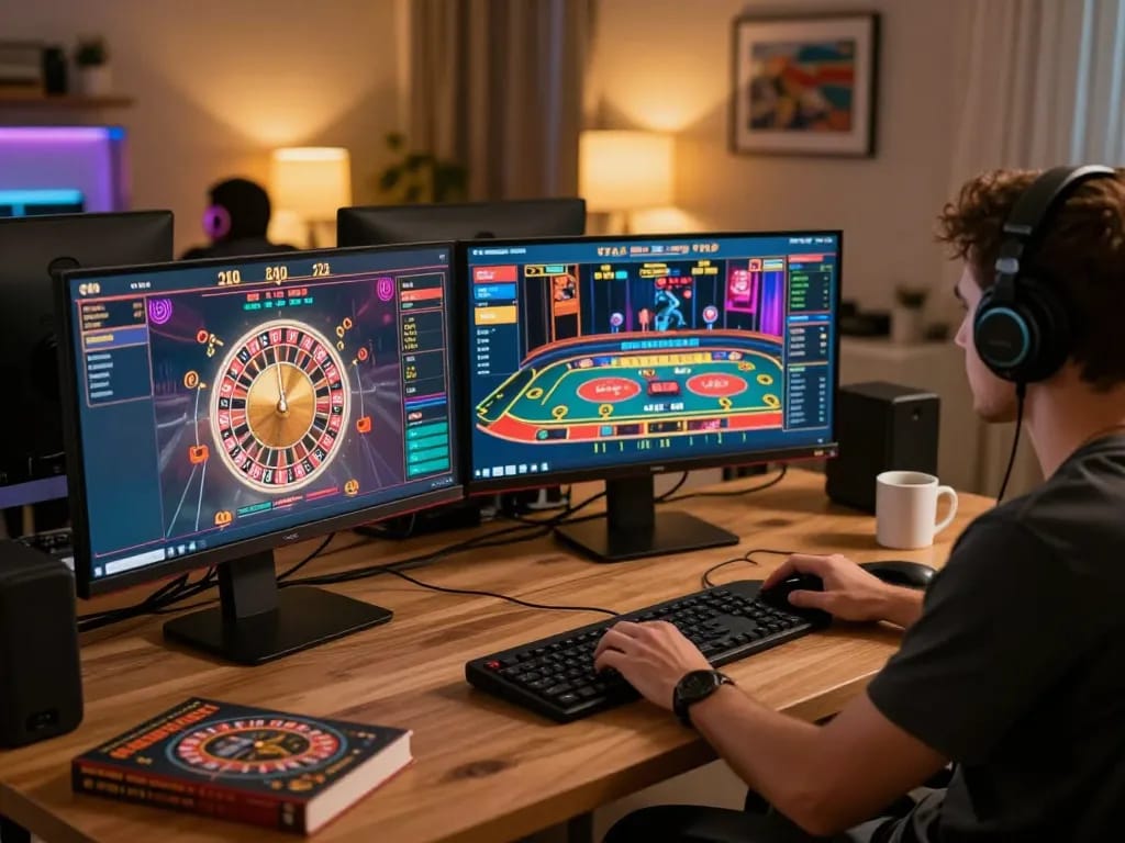 Experience the excitement of lc88 online gaming with multiple engaging casino games displayed on screens.