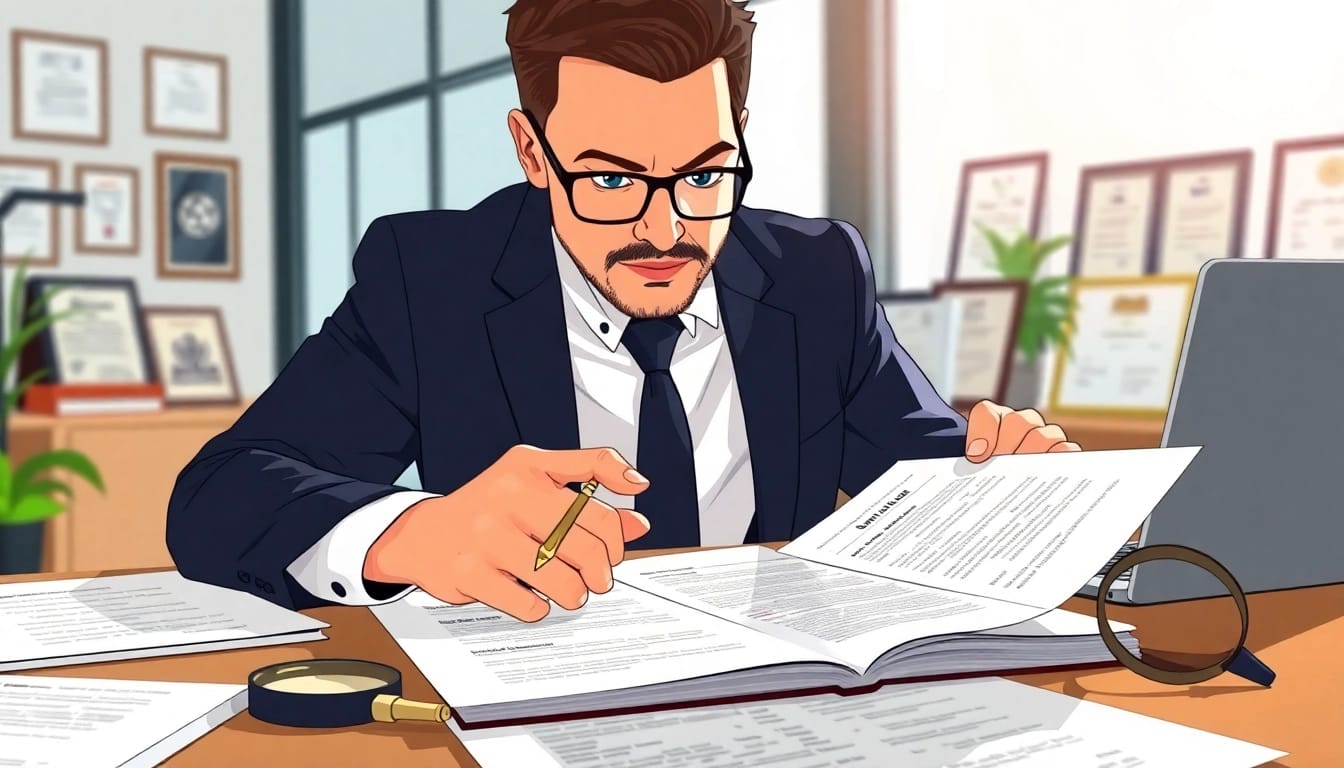 Verträge verstehen durch einen Anwalt, der wichtige Vertragsabschnitte analysiert.