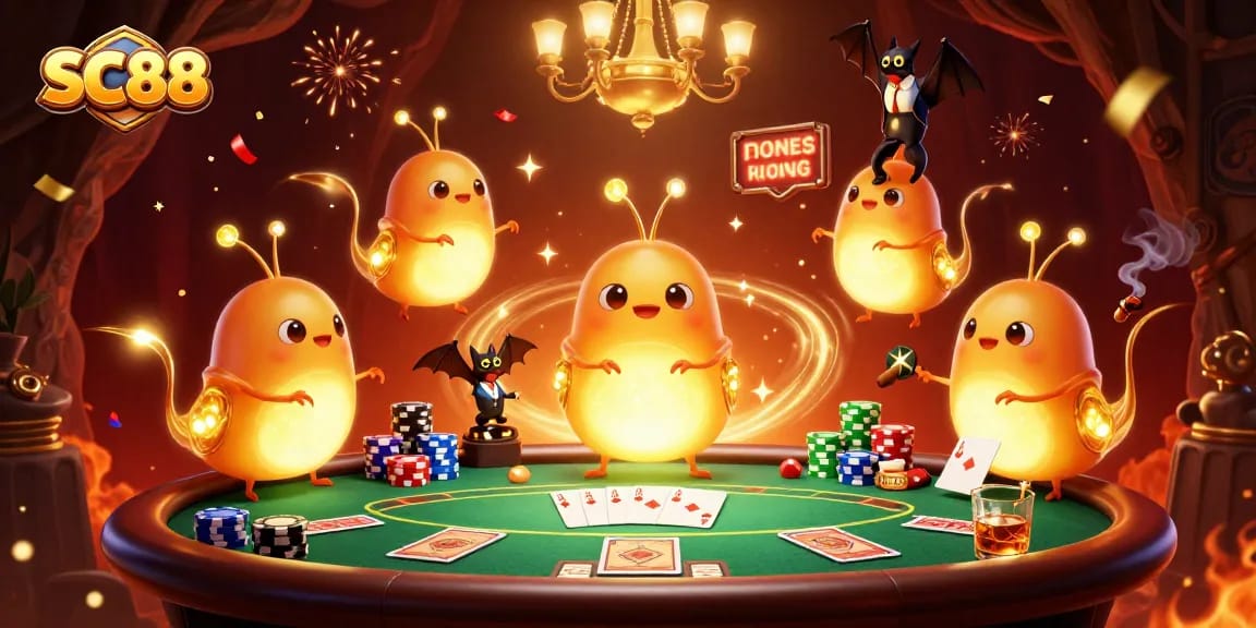 Experience the thrill of SC88 casino gaming with vibrant glowworms lighting the scene.