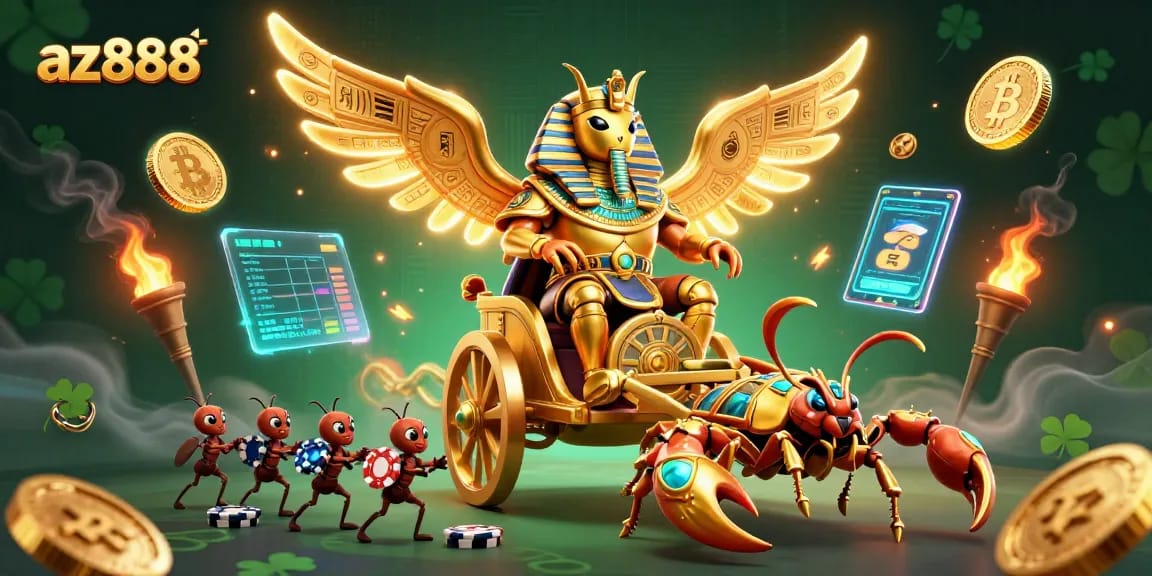 Experience thrilling gaming action with az888's immersive online casino environment, featuring dynamic characters and crypto elements.
