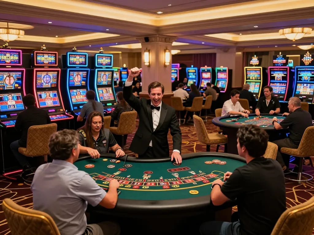 Engaging players at the nohu casino floor, dynamic games and modern slots showcasing vibrant atmosphere