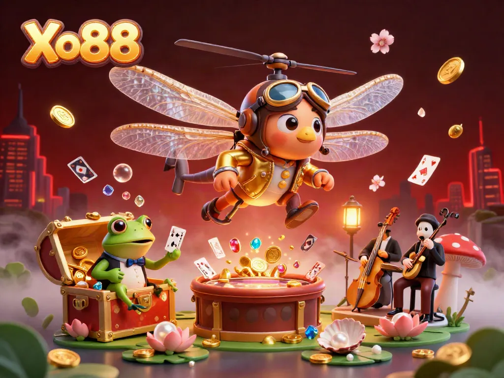 Xo88 invites players to experience thrilling casino action with engaging characters in a vibrant, animated setting.