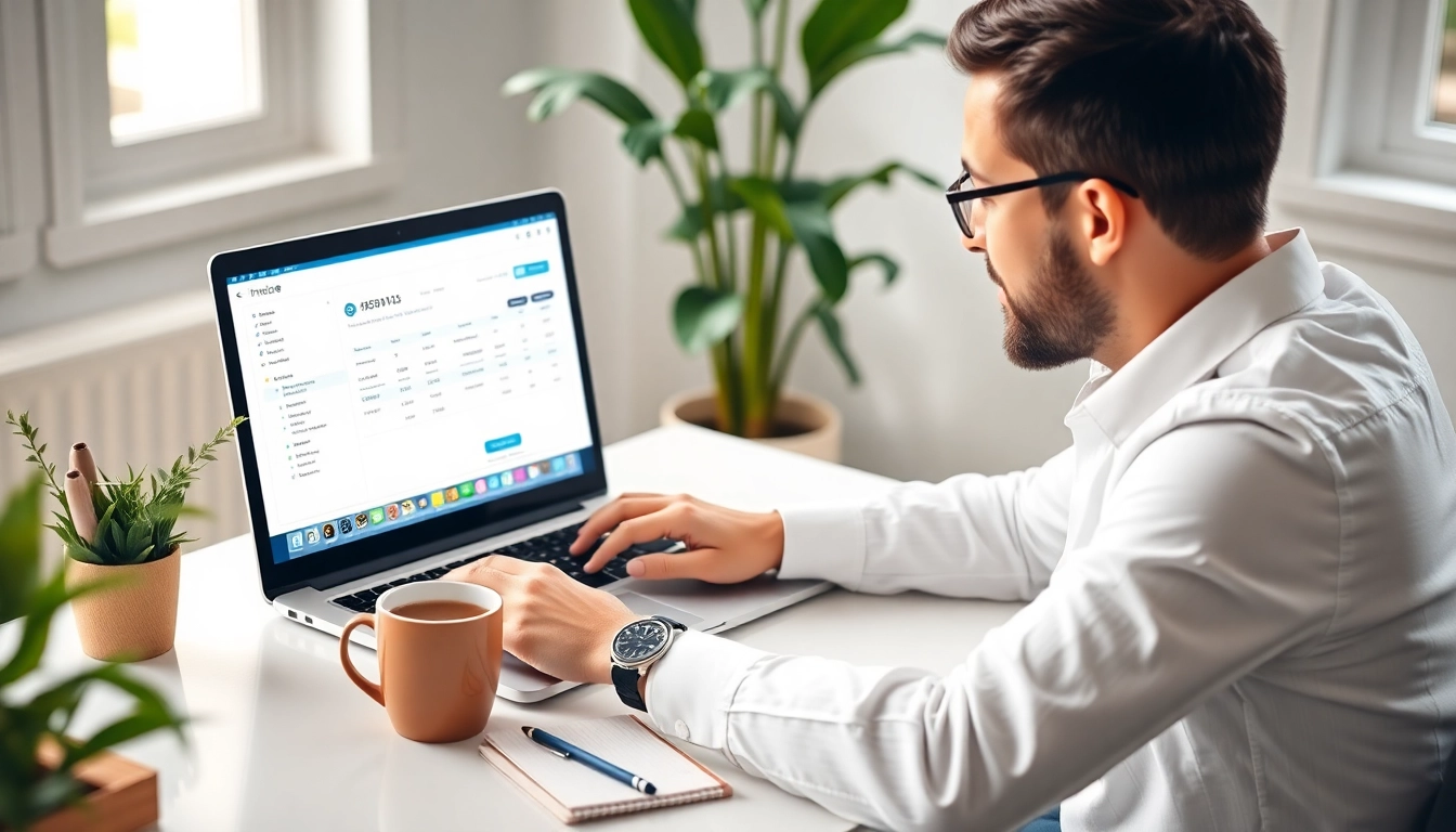 Erstellen einer E-Rechnung für Kleinunternehmer am Laptop mit praktischen Tipps und Vorlagen.