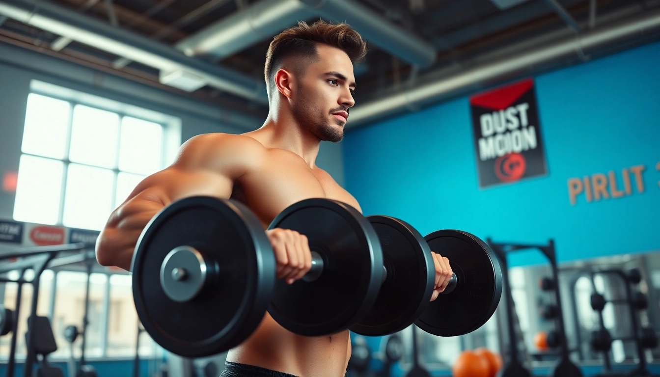 Trenbolon kaufen mit einem Athleten, der Gewichte im Fitnessstudio hebt.