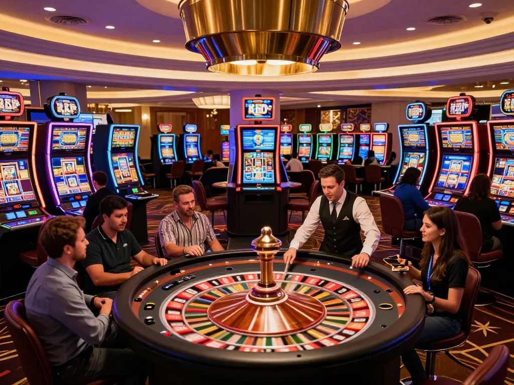 Players engaging in thrilling roulette games at q23win.com, showcasing a vibrant casino atmosphere.