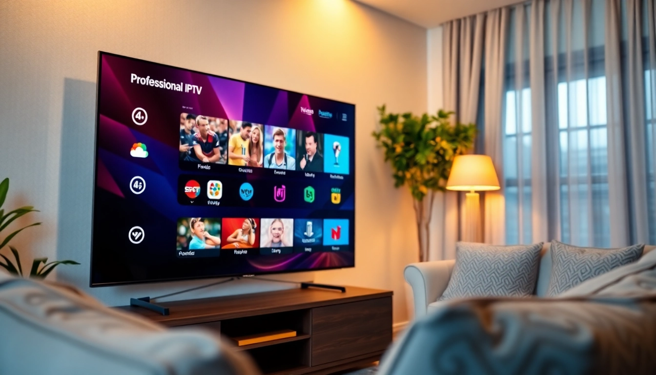 Streamisly IPTV Benutzerfreundliche Oberfläche auf einem Fernseher im Wohnzimmer