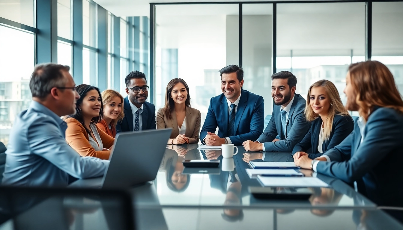 Headhunter IT professionals discussing recruitment strategies in a modern office