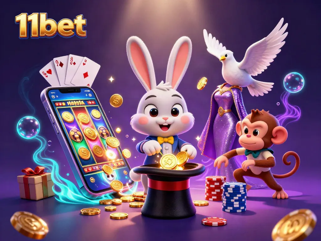 Experience thrilling gameplay at 11bet with a captivating illustration showcasing casino excitement.