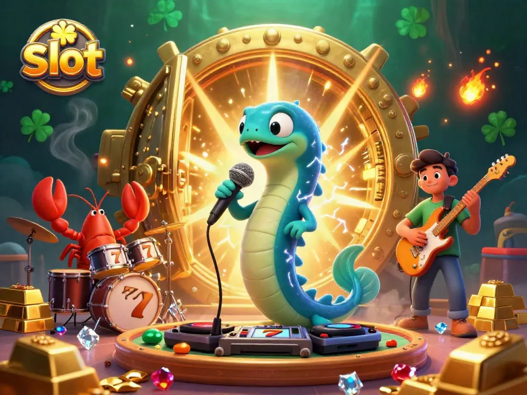 Experience thrilling slot action with a 3D electric eel DJ and band in a dynamic underwater casino.