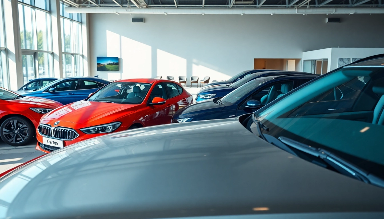 Auto kaufen im modernen Autohaus mit eleganten Fahrzeugen und einladender Atmosphäre.