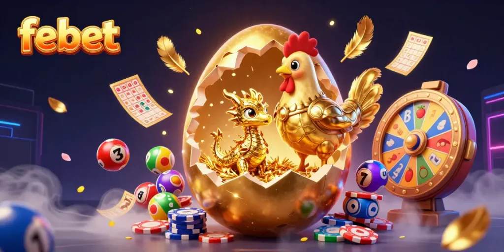 Engage in thrilling gaming adventures with fe bet's vibrant 3D casino scene showcasing dynamic elements.