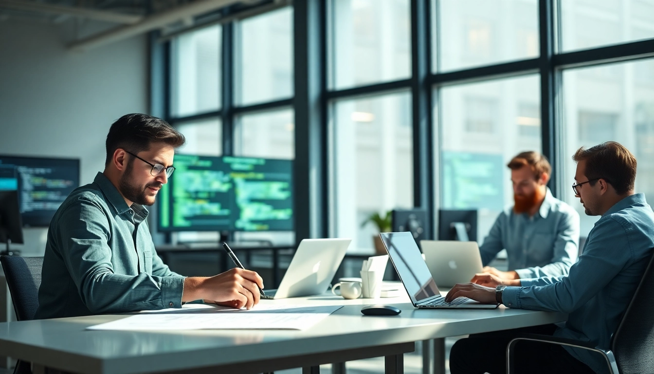 Eine engagierte Wordpress Agentur entwickelt kreative Webdesigns in einem modernen Büro.