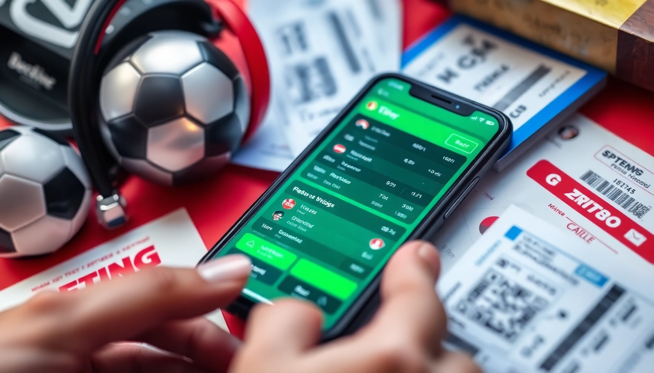 Discover top features of online neue wettanbieter with a smartphone and betting tickets in a vibrant setting.