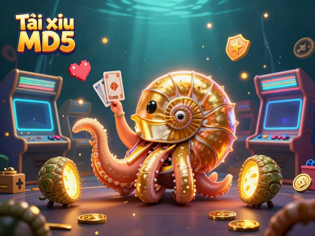 Experience the excitement of Tài xỉu MD5 with glowing characters and vibrant game elements in a rich digital illustration.