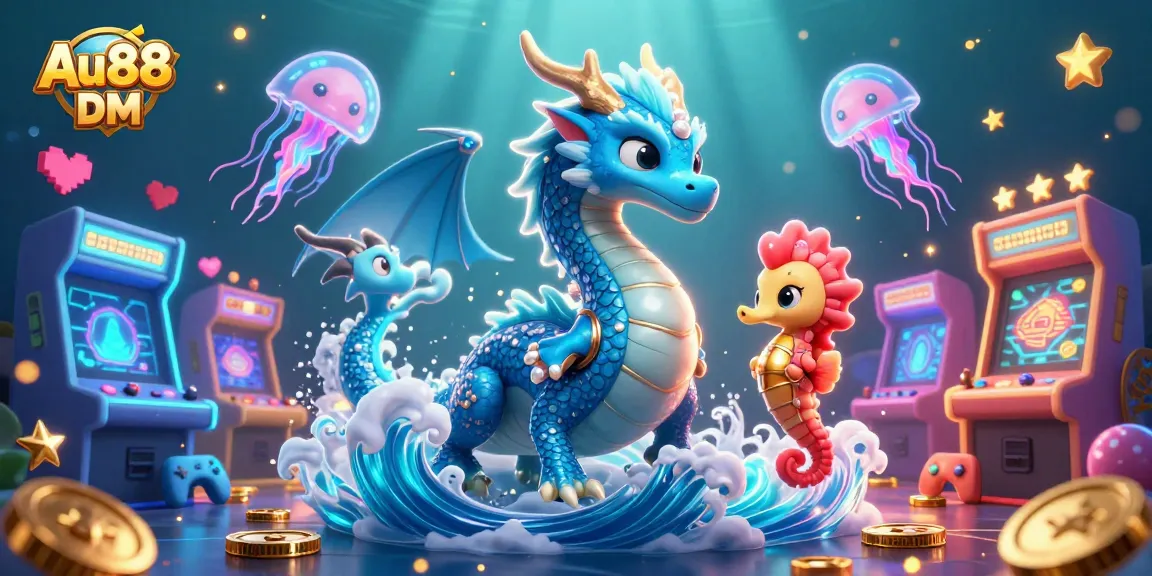 Engage in exciting gambling adventures at Au88 DM with vibrant 3D casino elements and magical ocean creatures.