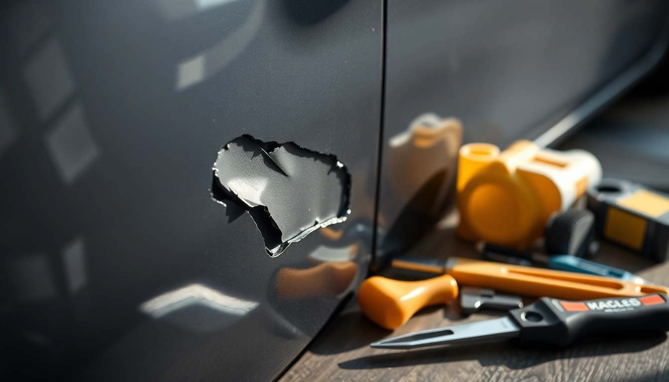 Lackschaden Reparatur - A technician repairing a car's paint damage with precision and care.