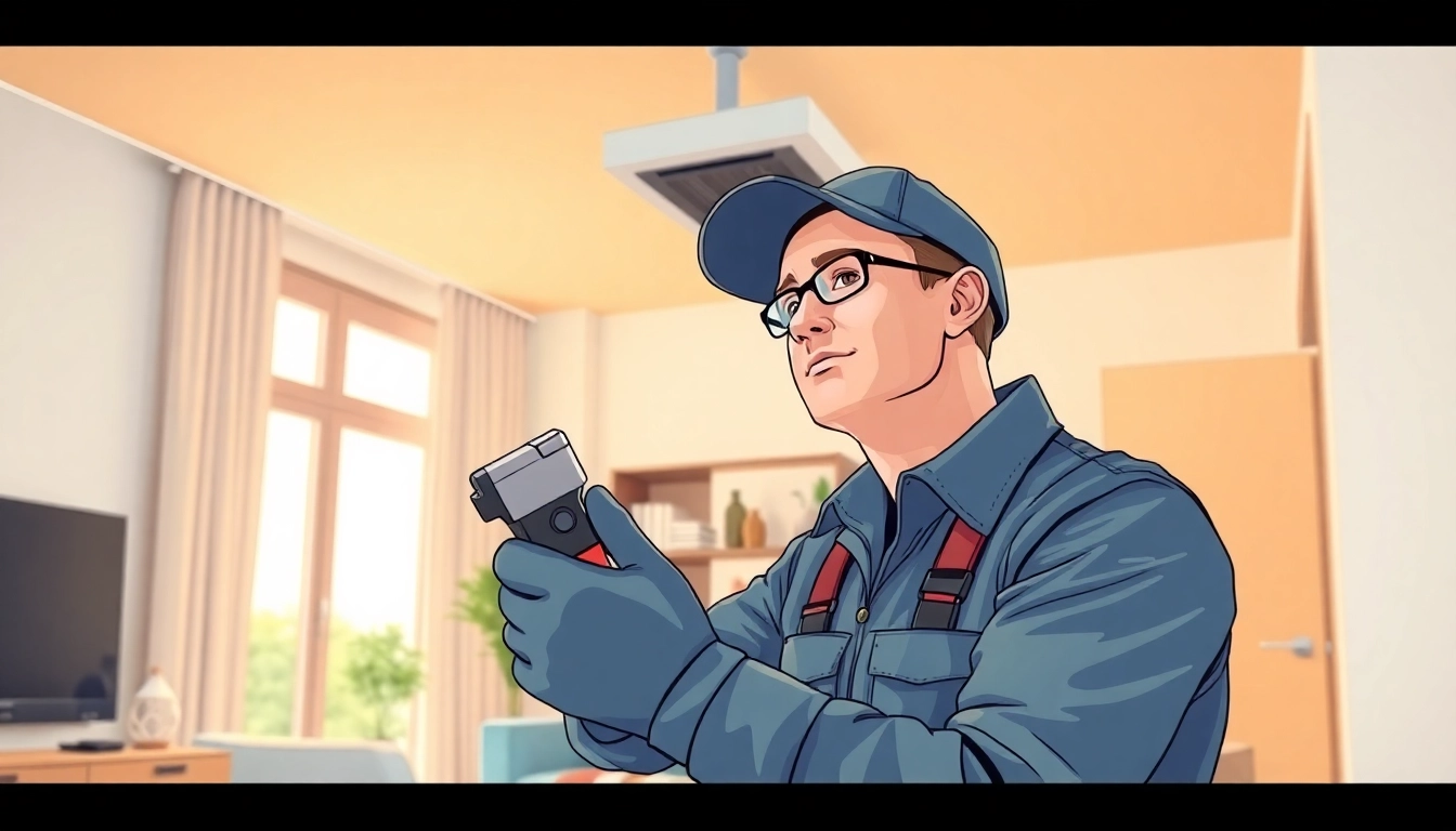 Klimaanlagen installieren lassen - Professioneller Techniker bei der Installation einer Klimaanlage in einer modernen Wohnung.