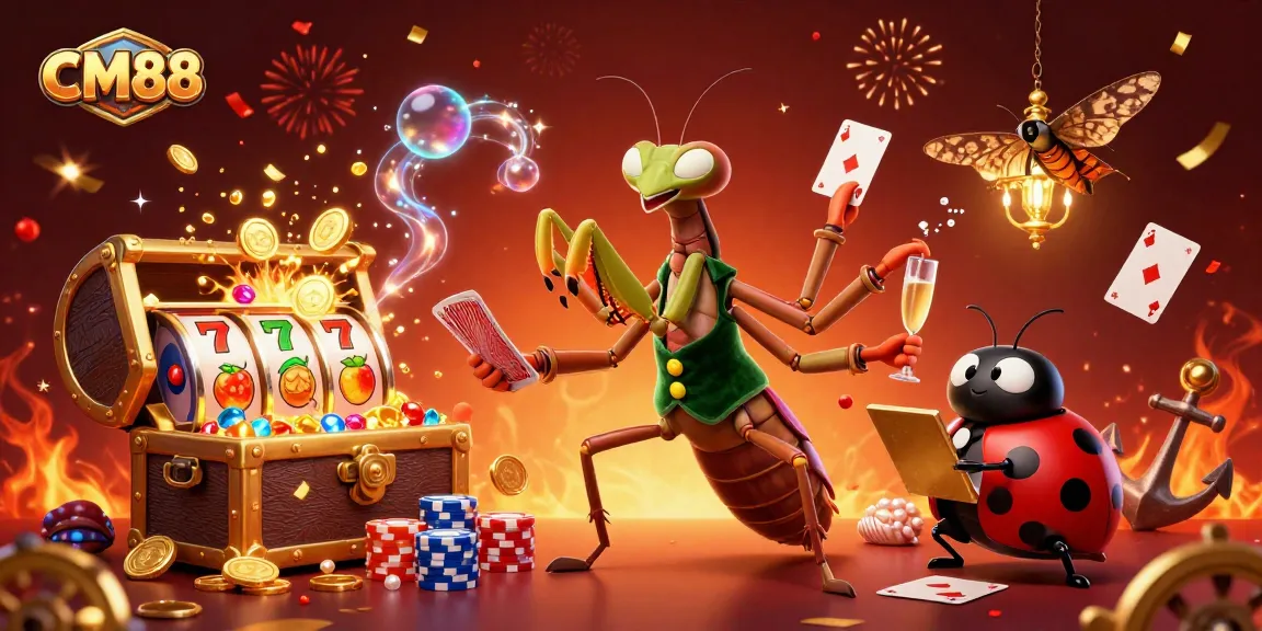 Experience thrilling gaming at CM88 with a vibrant casino scene featuring dynamic characters in action.
