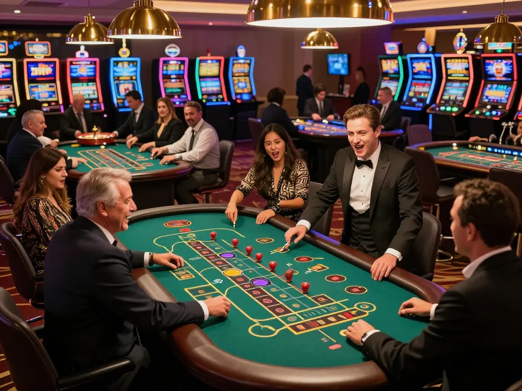 Players enjoying a lively game on the mm88 com casino floor, highlighting the vibrant atmosphere and engaging gameplay.