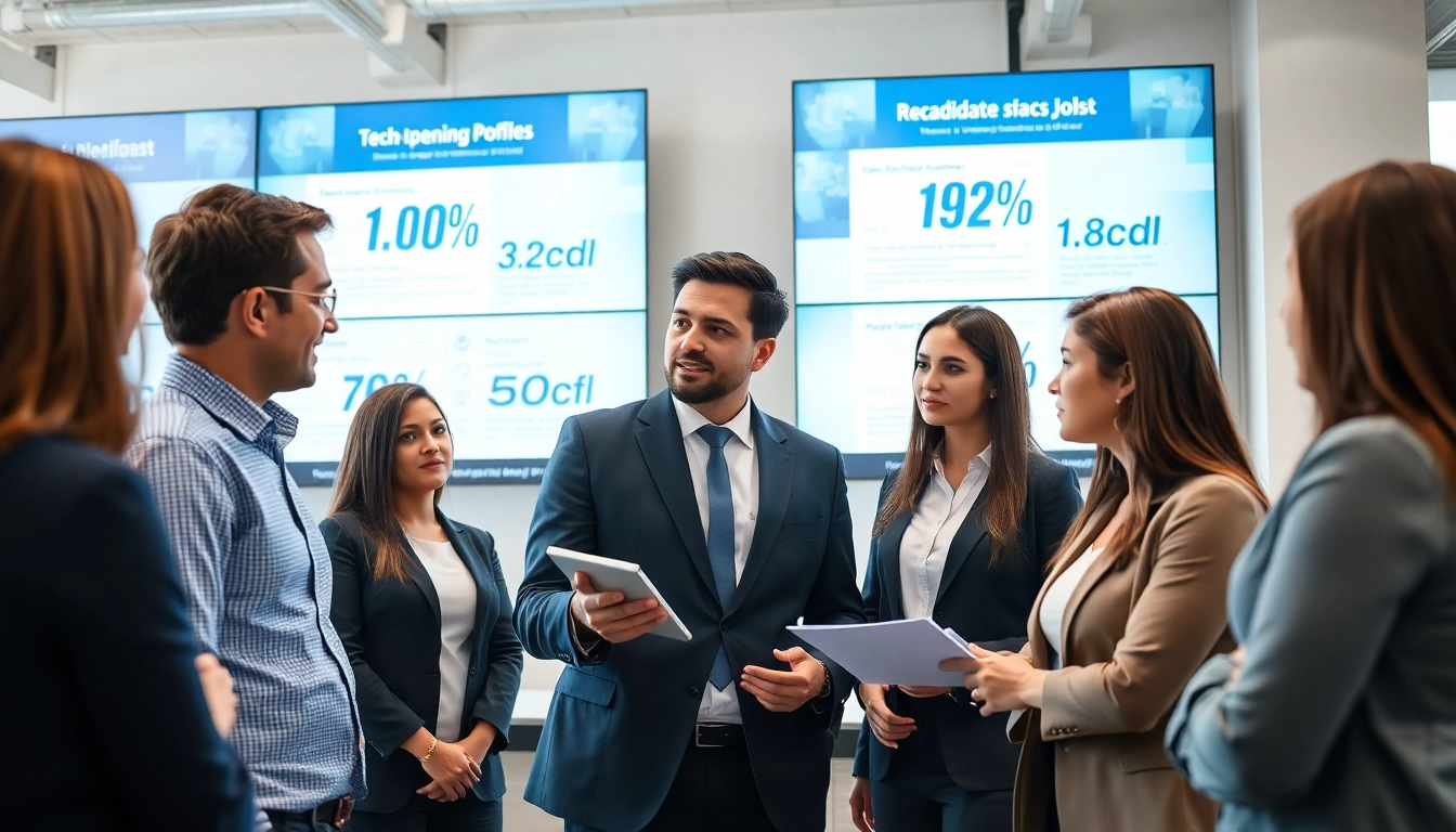 Headhunter IT bei der Arbeit, der mit IT-Kandidaten und Kunden interagiert.