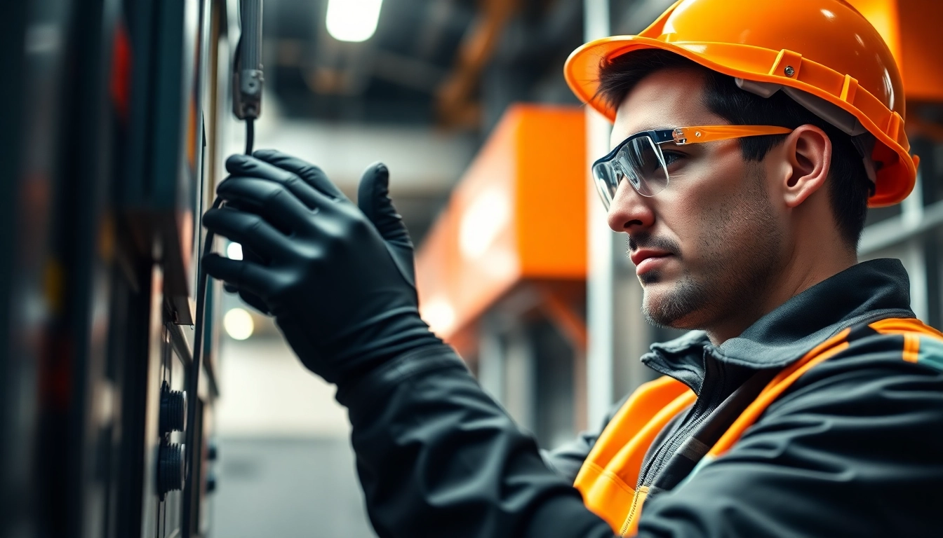 Technician conducting DGUV V3 Prüfung to ensure electrical safety standards are met.
