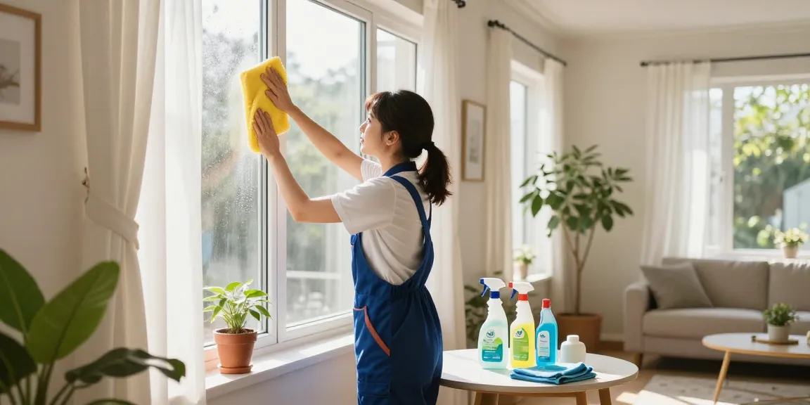 Professional window cleaning showcasing wohnungsreinigung solothurn in a bright, inviting home with eco-friendly products.