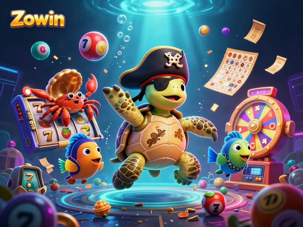 Zowin promotes exhilarating slots and lottery games featuring vibrant characters and dynamic prizes.