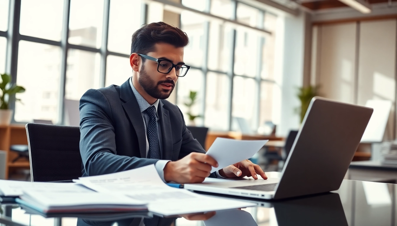 Headhunter Ingenieure analysiert Lebensläufe in modernem Büro.