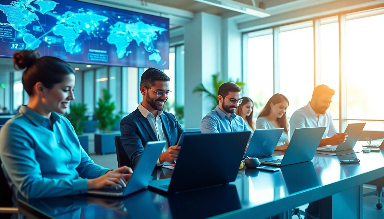 快连官网 offers fast and secure internet connection services in a modern office environment.