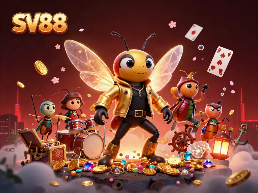 Experience SV88's thrilling casino atmosphere with dynamic characters, vibrant games, and engaging casino elements.