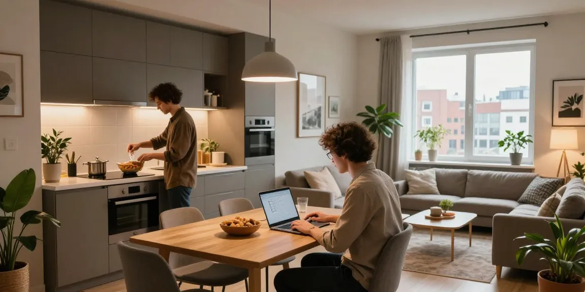 Monteurzimmer Hannover: Modernes Apartment in zentraler Lage mit stilvollem Interieur und Arbeitsbereich