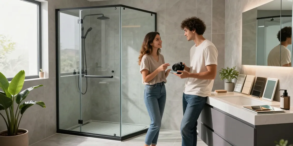 Stijlvolle douchewand gepresenteerd in een moderne badkameromgeving.