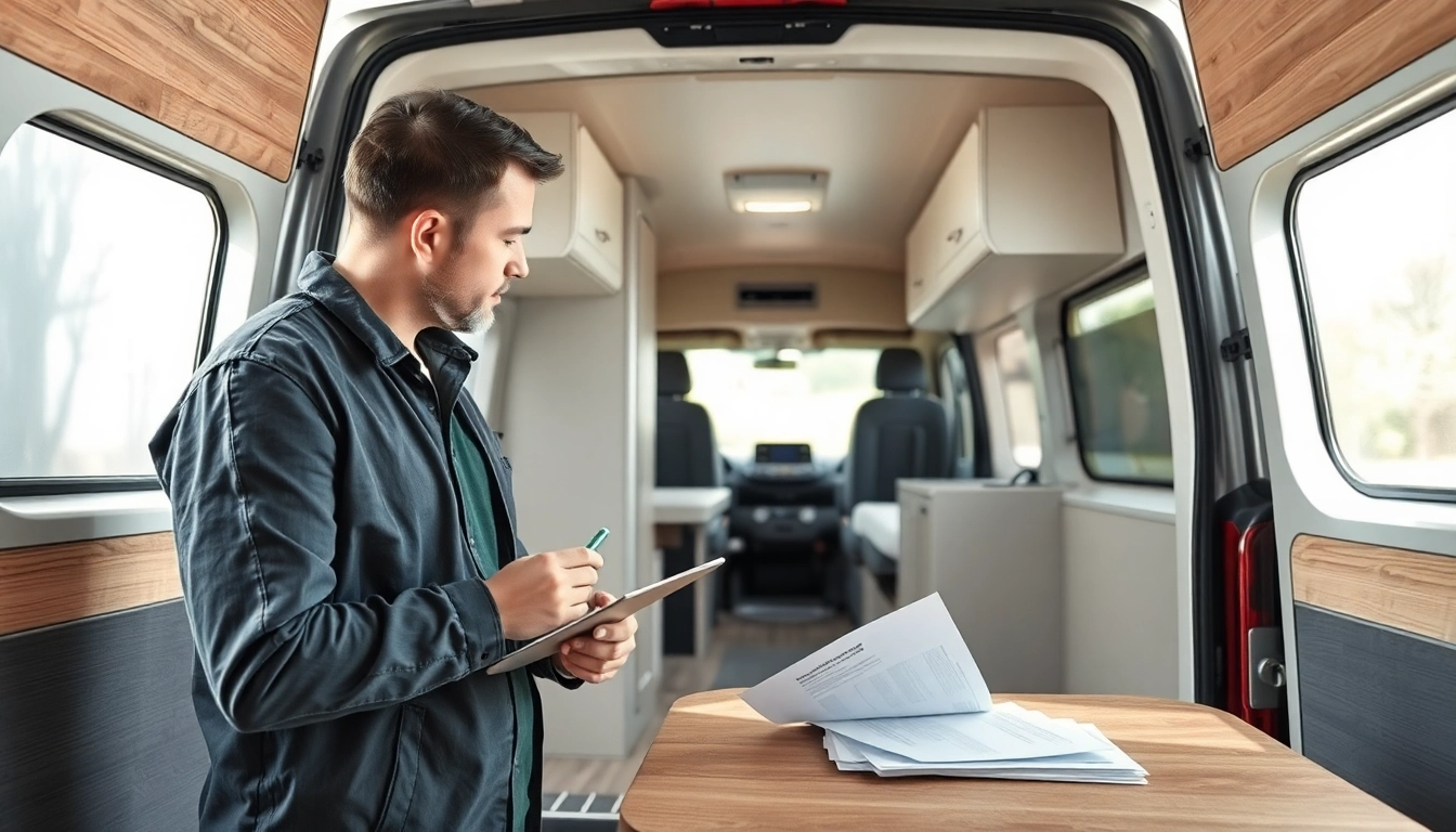 Wohnmobil Gutachten Augsburg: Expert conducting a thorough inspection of a camper van.
