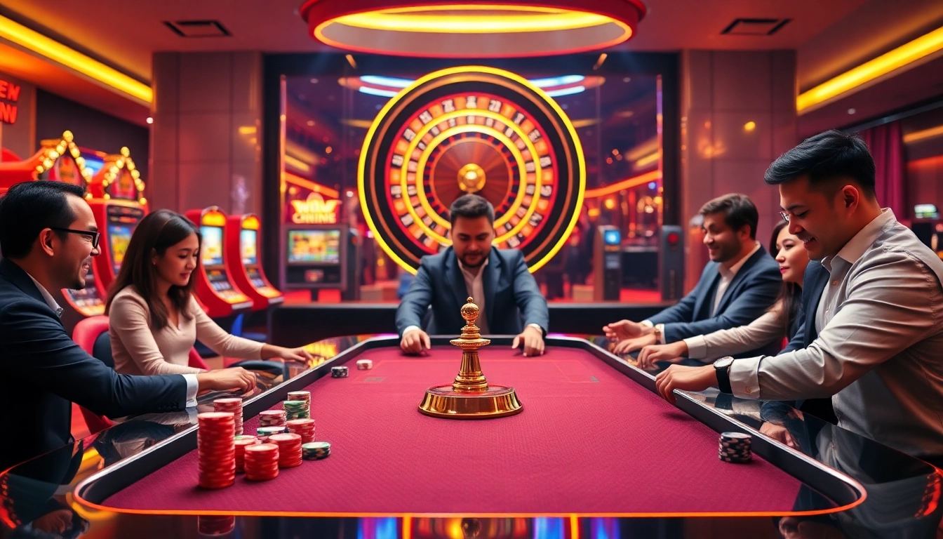 Experience dynamic gaming action at https://hz88.life/ with vibrant offline and online casino scenes.