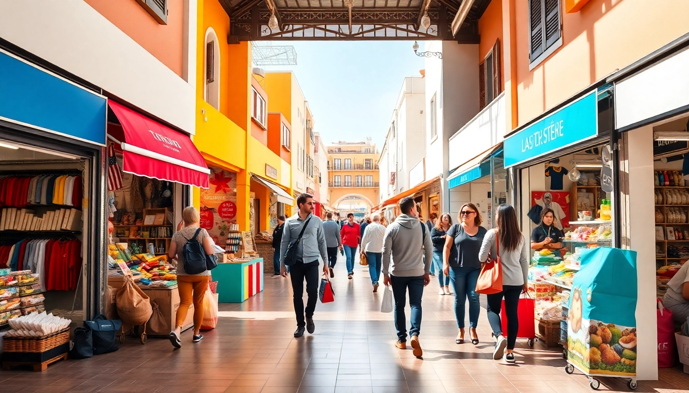 Einkaufen Teneriffa in einem lebhaften Markt mit lokalen Produkten und freundlichen Käufern.