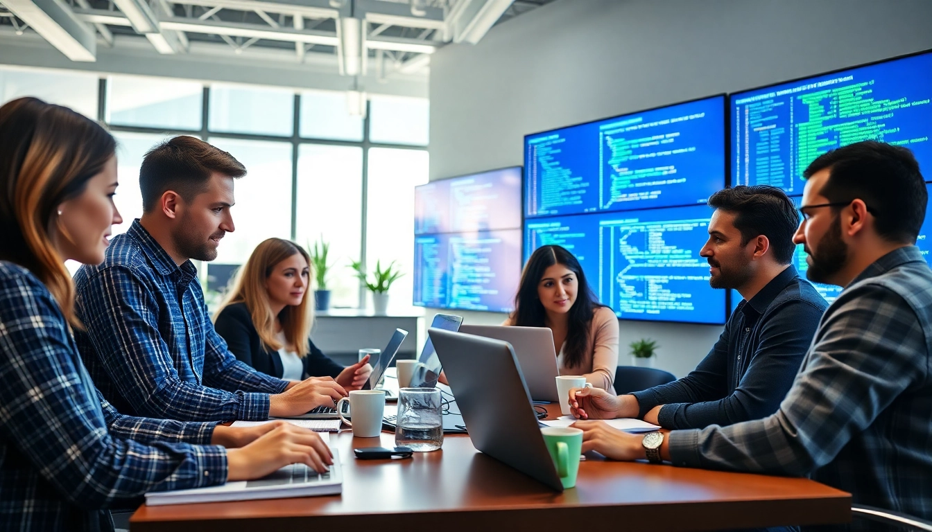 Effiziente Software Entwicklung in einem modernen Büro, das Zusammenarbeit und Kreativität fördert.