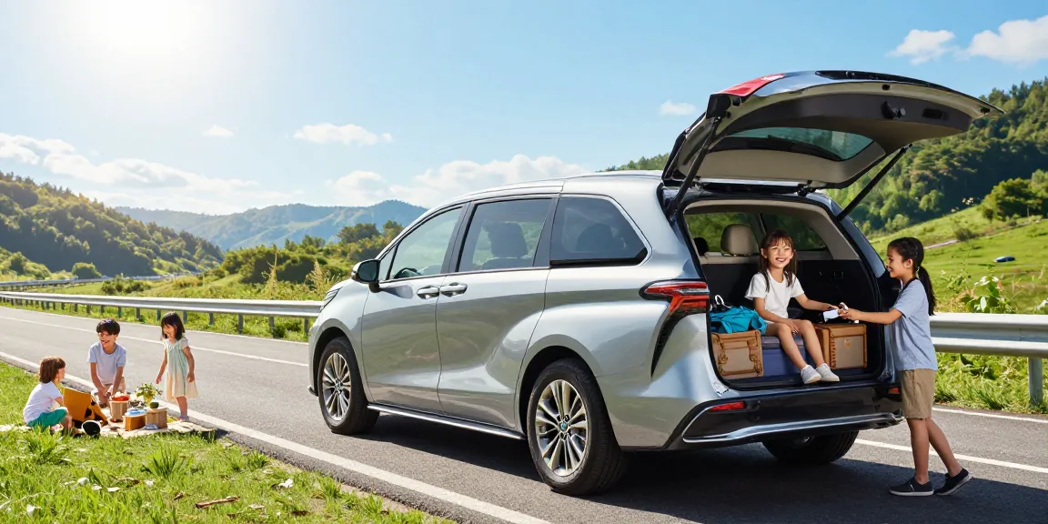Familie genießt eine Reise im Toyota Verso mit malerischen Landschaften.